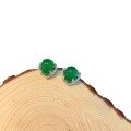 wholesale S925 Sterling Silver Small Hoop Earrings for Women, Minimalist Design, Vintage Luxury Green Chrysoprase Stud Earrings, Hypoallergenic for Sensitive Ears-0-4