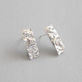 wholesale S925 Sterling Silver Korean-style Earrings INS Wind Personality Irregular Hammered Texture Rock Texture Silver Ear Studs for Women-0-0
