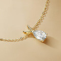 S925 Sterling Silver Moissanite Pendant Necklace, Sparkling Teardrop Design, Luxury Collarbone Chain-0-0
