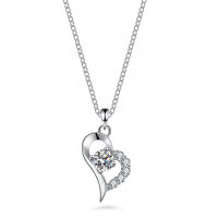 S925 Sterling Silver Moissanite Heart Pendant Necklace for Women-1 carat (set with moissanite)  925 silver