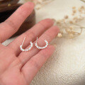 wholesale S925 Sterling Silver Half Hoop C-Shaped Delicate Stud Earrings for Women, Korean Dongdaemun Summer Versatile Minimalist Luxury Niche Earrings-0-3