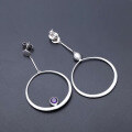 wholesale Metal Geometric Exaggerated Large Hoop Earrings Natural Amethyst Earrings Nine Purple Fire Cross-Border Circular Earrings for Women-0-2