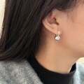 wholesale S925 Sterling Silver Korean-style Ballpoint Ear Clips for Women, Designed with a Sense of Light Luxury, Ins-inspired Forest Aesthetic Geometric Earrings-0-3