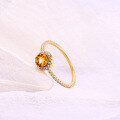 wholesale 10K Gold Japanese and Korean Style Light Jewelry Petite Yellow Crystal Ring for Women, Proposal Gift with Replaceable Main Stone-0-1