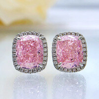 wholesale Silver jewelry emerald high-carbon diamond earrings set with 8*10 stunning ins ethereal women's earrings-Pink>925 silver
