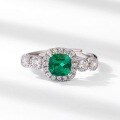 wholesale S925 Sterling Silver New Cultured Emerald Ring for Women, High-End European and American Style, Unique and Elegant, Wholesale-0-2
