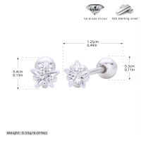 wholesale 925 Sterling Silver Five-point Star Zircon Studs Earrings For Women-925 silver plating with platinum-4m 925 silver