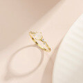 wholesale S925 Sterling Silver Gold-Tone Moonstone Ring with Natural Opal, Trendy Ins Style, Small and Unique Design, Tarnish-Free-0-6