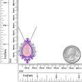 wholesale S925 Sterling Silver Luxury Natural Topaz Necklace with Large Main Stone Pendant, Pink Amethyst Inlay, Original Design for Women-0-4