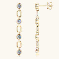 wholesale S925 Sterling Silver European and American Retro Fringe Moissanite Earrings for Women, High-End Fashionable Elegant Earrings Wholesale-White>0.4 carat +0.4 carat