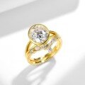 wholesale S925 Silver Plated 18K Gold 8*10mm Oval Cut Moissanite Ins-Style Engagement Ring for Women, Stackable Nesting Ring Set-0-1
