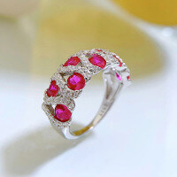wholesale S925 silver jewelry new style zircon white diamond red diamond-R395 Red Diamond>No. 5