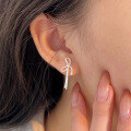 wholesale S925 Sterling Silver Simple and Light Luxury Bow Earrings for Women, Korean Summer Ins Trendy Versatile High-end Earrings-0-3