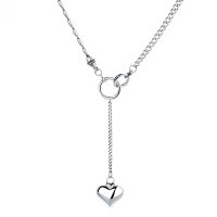 wholesale S925 Sterling Silver Splice Chain 3D Heart Tassel Necklace Minimalist Versatile Design Collarbone Chain for Women-227FL/approx. 8.4g 925 silver