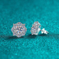 S925 Sterling Silver Moissanite Floral Earrings-0-0