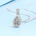wholesale PT950 plated 925 sterling silver moissanite necklace for women, teardrop pendant, high-end elegant collarbone chain, in stock-0-1