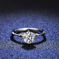 Silver Moissanite Bamboo Knot Diamond Ring-0-0