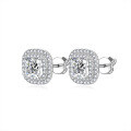 wholesale 18k Gold Plated S925 Silver Classic Princess Cut 1 Carat Full Moissanite Stud Earrings-0-4