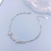 wholesale S925 Sterling Silver Maker's Lucky Four-Leaf Clover Micro-Pave Diamond Bracelet for Women, Summer New Arrival, Unique Design, Adjustable and Versatile-Lucky Four Leaf Clover Bracelet>925 Silver