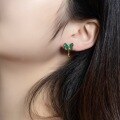 wholesale S925 Sterling Silver with Green Malachite Japanese Korean Sweet Forest Style Butterfly Earrings Women's Valentine's Day Gift-0-1
