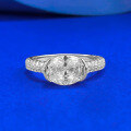 wholesale S925 Silver New Oval Pigeon Egg-Shaped Zircon Ring with a High-End and Fashionable Feel for Women-0-0