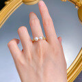 wholesale S925 silver Euro-American minimalist geometric open ring with 6mm pearl in-0-3