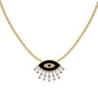 wholesale S925 Sterling Silver High-End INS Style Women's Creative Blue Eye Hand Design Light Luxury Evil Eye Necklace-Gold DY190745-SG-WH 925 silver