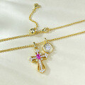wholesale S925 Sterling Silver Daily Wear Pink Diamond Cross Pendant Fashion Versatile Commuter Adjustable Chain Live Stream Item-0-3