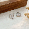 wholesale S999 Silver Korean Style Classic Stone-Studded Heart Earrings for Women, Minimalist and Versatile Ear Accessories with a Premium Feel-0-5