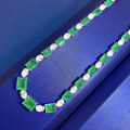 wholesale S925 Sterling Silver European and American New Classic Green Women's Synthetic Emerald Necklace for Women-0-2
