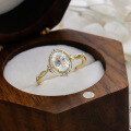wholesale 9K Gold French Light Luxury Retro Niche-style Moonstone Hollow-out Ring-0-5