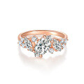 wholesale 18k rose gold plated silver asymmetrical 1-carat moissanite ring, a cross-border hot seller in European and American fashion-0-4