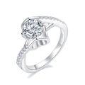 wholesale Silver Plated 18K Gold with D Color VVS Moissanite Micro-Paved Angel's Kiss Engagement Ring-0-4