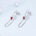 wholesale S925 silver jewelry, unique tassel chain, creative and individual paperclip design, blue topaz earrings-0-2