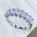 wholesale S925 Sterling Silver 4*3mm Square Prong Zircon Seven-Star Row Ring, High-End Fashion Ring for Women, Xiaohongshu Style-0-2