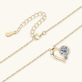 wholesale Pure silver small heart-shaped moissanite necklace for women with a stylish design, a minimalist pendant, and a collarbone chain, perfect as a meaningful gift-0-2