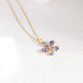 wholesale 10K Gold Japanese Small Fresh Sweet Style Tanzanite/Moonstone Flower Pendant Jewelry Wholesale-0-2