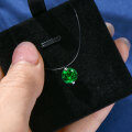925 Sterling Silver 2-Carat Green Invisible Necklace Mermaid Tear Drop Pendant-0-1