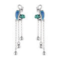 wholesale S925 sterling silver vintage ethnic-style resin crane holding lotus tassel earrings, elegant "Crane Returns to the Ornamental Pillar" for women-0-5