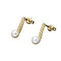 wholesale Metal: S925 Silver Plated with 14K Gold Dunli Jewelry Manufacturer Wholesale Wheat Braid Natural Freshwater Pearl Earrings-0-4
