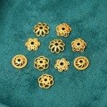 wholesale Antique gold floral crown setting, engraved antique silver S925 sterling silver gold-plated spacer, DIY bracelet bead setting accessory-0-2