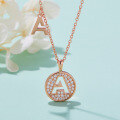 wholesale S925 Sterling Silver Designer Letter A Necklace with Moissanite Gift Round Coin Pendant Cross-Border-0-0