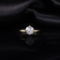 wholesale 9/10/14/18K Gold/Rose Gold/Yellow Gold Premium 1-Carat Lab-Grown Diamond Four-Prong Engagement Ring-9k Gold 1 Carat Cultured Diamond Ring  US Size 9