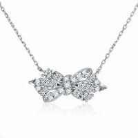 wholesale S925 Silver New Pure Silver Bow Necklace High-end European and American Pendant Wholesale-Platinum>925 silver