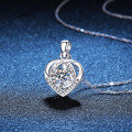 Sterling Silver 1-Carat Moissanite Women's Heart Pendant Necklace-0-1