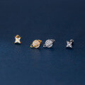 wholesale 925 Sterling Silver Korean Style Asymmetric Stud Earrings with Crystal Inlaid Planet Design Sweet Earrings M00458-0-2