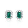 wholesale 925 Silver Yuntong Jewelry New Retro Emerald-Inlaid Small Octagon Fashionable and Elegant Slimming Women's Stud Earrings-0-0