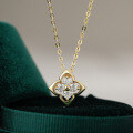 14K Gold Plated 925 Silver Moissanite Four-Leaf Clover Pendant Necklace-0-4