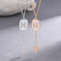 wholesale Metal material trendy H letter necklace, lightweight luxurydesign sense simple tassel collarbone chain autumn and winter accessories-0-1