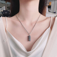 wholesale S990 Sterling Silver Retro Antique Engraved Six-Character Mantra Prajnaparamita Heart Sutra Openable Gau Box DIY Pendant Accessory-136PM/single pendant, about 8.2g